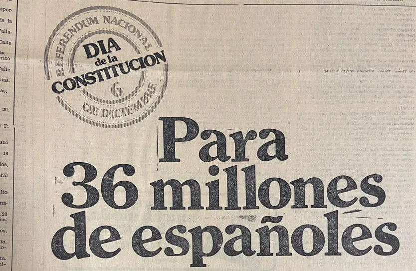 Parte del periódico de la Hoja del Lunes el día del referéndum de la Constitución Española