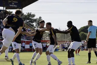 El Salamanca CF UDS celebra el 0-1 de Alvarito en Las Salinas | FOTO SALAMANCA CF UDS