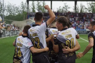Los jugadores de Unionistas celebran el gol del 1-0 ante el Calahorra | FOTO SALAMANCA24HORAS.COM