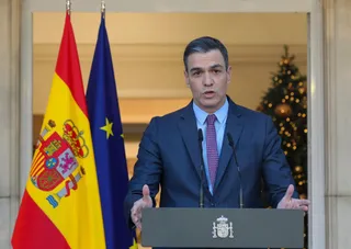 El presidente del Gobierno, Pedro Sánchez, durante una declaración institucional, en el Palacio de la Moncloa. Foto EP.