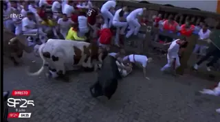 Captura de la retransmisión de RTVE del encierro