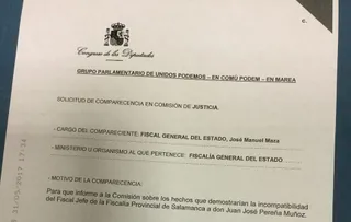 Podemos pide la comparecencia del Fiscal General del Estado en el Congreso por el nombramiento del fiscal jefe de Salamanca