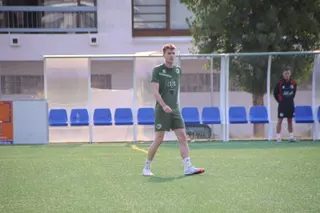 Christian Mutilva, en un entrenamiento con Unionistas.