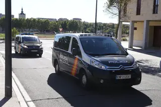 Llegada de la Policía Nacional a Salamanca desde Cataluña