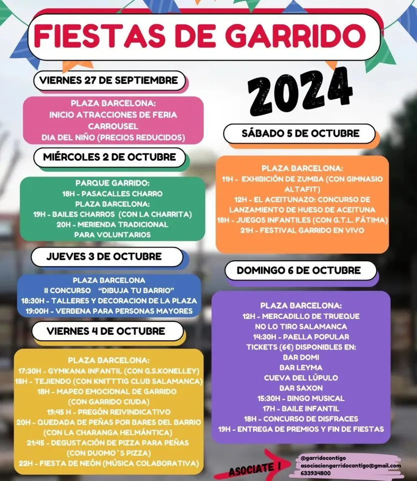 Programación de las fiestas del barrio de Garrido