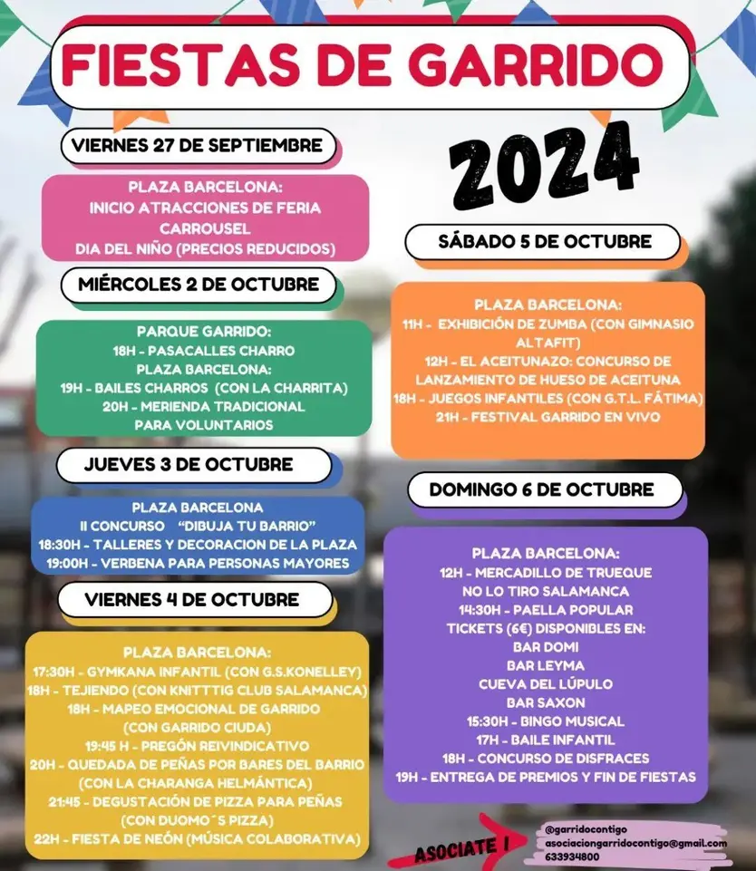Programación de las fiestas del barrio de Garrido