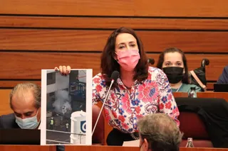 La procuradora socialista por Salamanca, Rosa Rubio, en el Pleno de la Cortes de Castilla y León