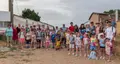 Los escolares del colegio en la presentación de la ruta