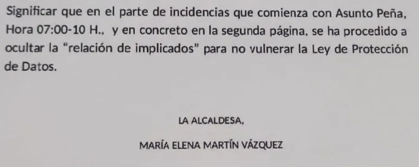 Extracto de la respuesta de la alcaldesa de Béjar