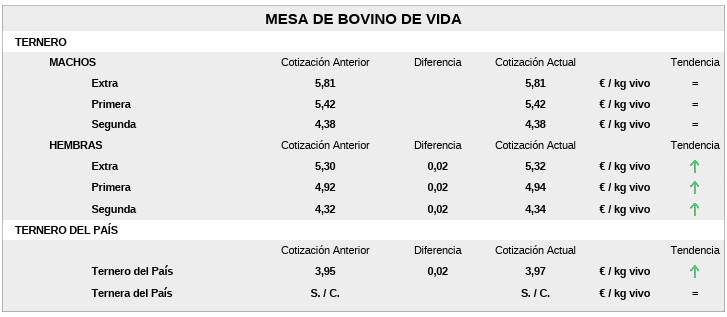Mesa De Bovino De Vida Lonja 7 Septiembre 26