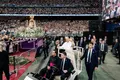 El Papa León XIV a su llegada al encuentro con la comunidad diocesana, en el Estadio Bernabéu, a 8 de junio de 2026, en Madrid (España). - Carlos Luján - Europa Press