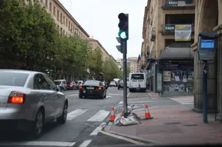 Semáforo roto en Gran Vía