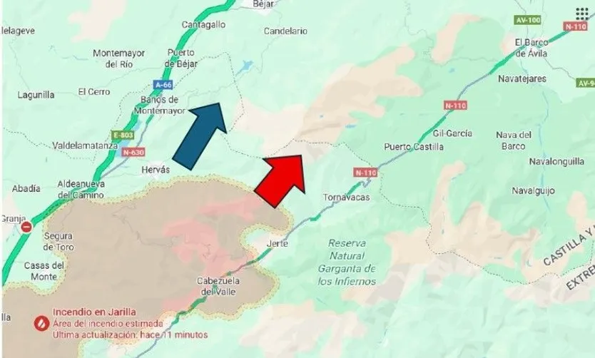 Situación del incendio de Jarilla