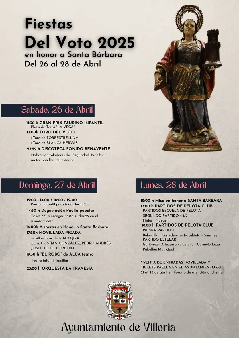 Programa fiesta del Voto en Villoria 2025