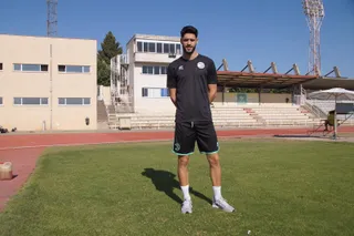 Fernando Román, antes de iniciar el entrenamiento con Unionistas.