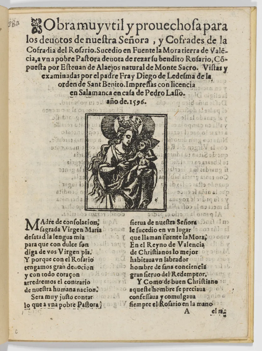 Obra muy útil y provechosa para los devotos de nuestra señora y cofrades de la Cofradía del Rosario. Museo de Arte Metropolitano de Nueva York. Imagen Nostra et Mundi