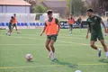 Juanma Lendínez, en un entrenamiento con Unionistas.