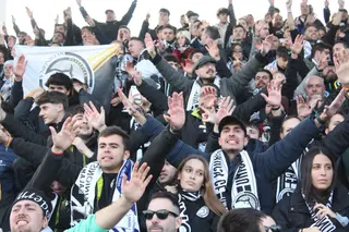 Ambiente en las gradas del partido de Copa de SM El Rey Unionistas - Sporting de Gijón