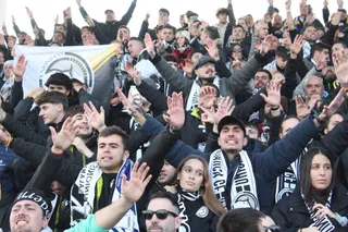 Ambiente en las gradas del partido de Copa de SM El Rey Unionistas - Sporting de Gijón