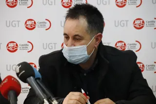 Hilario Sancho durante la rueda de prensa sobre la huelga de la industria cárnica.