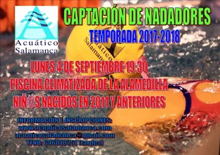 El Acuático Salamanca convoca sus captaciones para nadadores