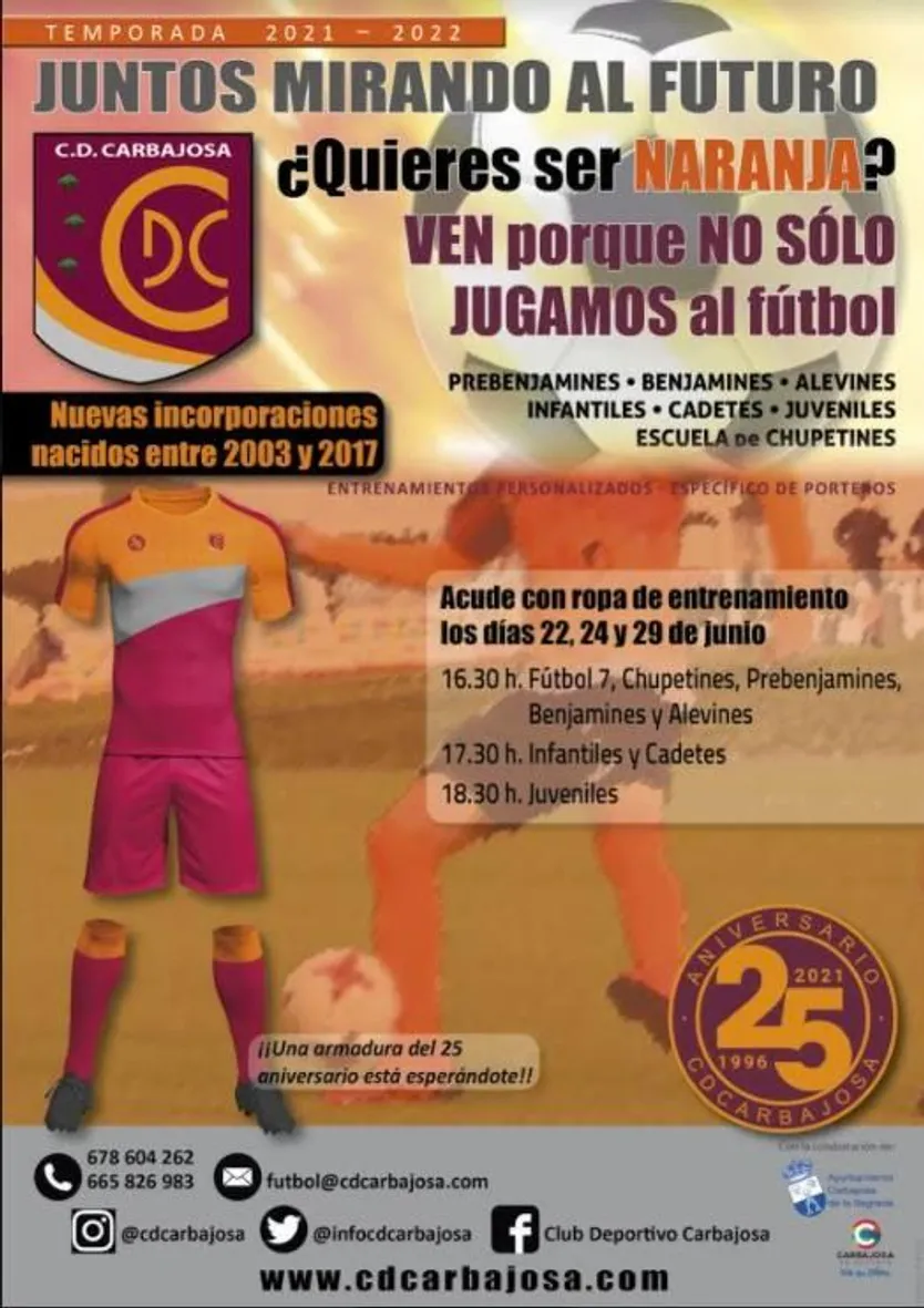 Cartel de las captaciones del CD Carbajosa.