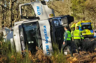 Herido el conductor de un camión tras sufrir un vuelco en Villasrubias. Foto: ICAL