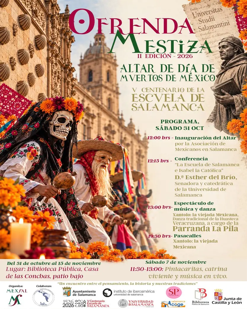 Cartel de actividades mexicanas que se realizarán en Salamanca por el Día de los Muertos