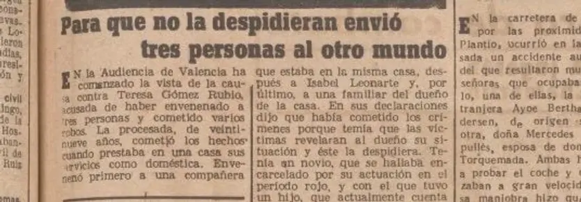 Recorte de prensa. Envenenamiento.