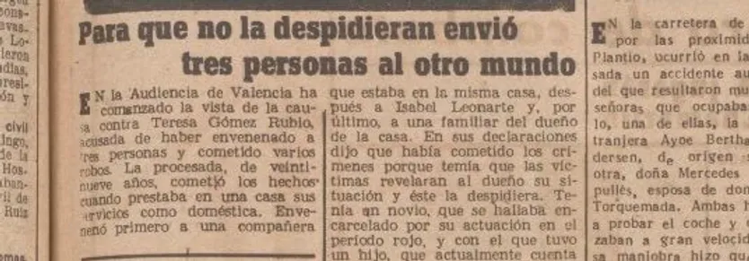 Recorte de prensa. Envenenamiento.