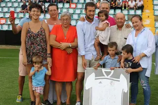 Álvaro Tejedor durante su despedida como jugador del Salamanca CF UDS