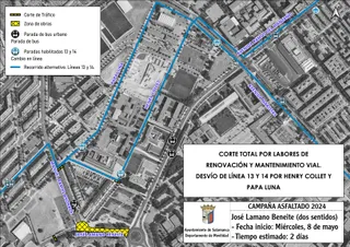 Reorganización del tráfico por el corte de la calle José Lamano