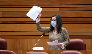 La procuradora Laura Domínguez, durante un pleno de las Cortes. ICAL