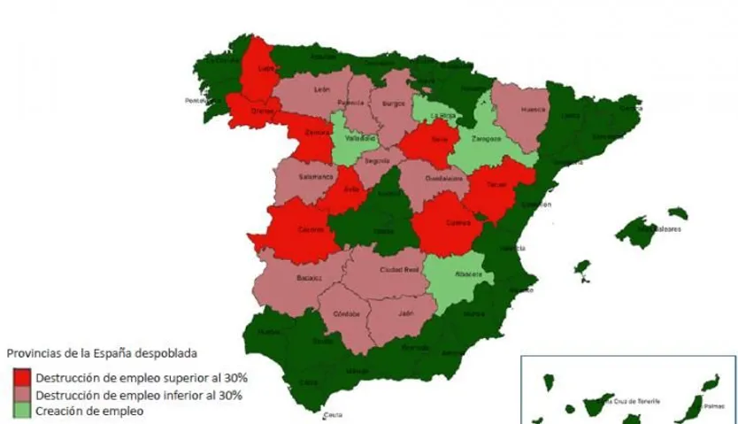 Variación de empleo en la 