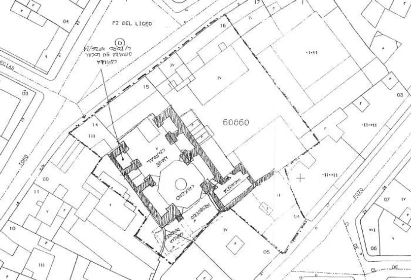 Plano del terreno sobre el que se asentaba la construcción. Junta de Castilla y León