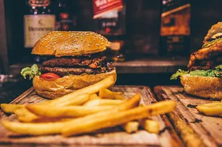 Potato hamburger fries meal