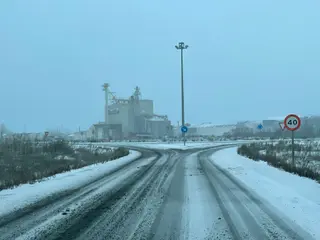 Nieve en las carreteras de Salamanca. Foto de archivo