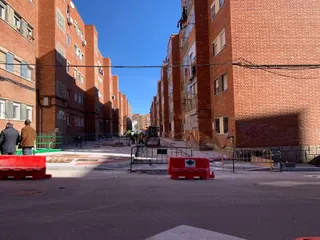 Cortes de tráfico por obras. Foto de archivo