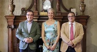 José Manuel Corchado se reúne previamente con la rectora de la Universidad de Tréveris. Foto USAL