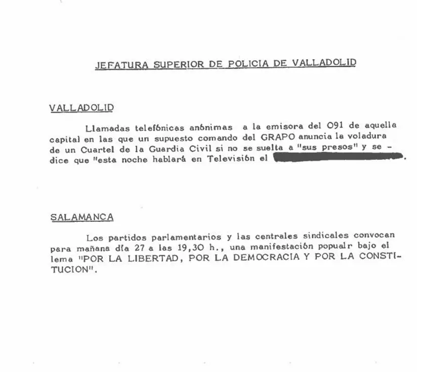 Salamanca en los papeles del 23F