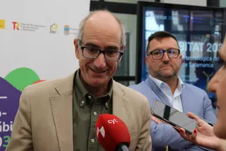 Javier Iglesia durante la presentación de las obras del recinto ferial. 