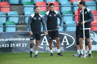 Juancho, en el entrenamiento de este lunes con el Salamanca CF UDS / FOTO SALAMANCA24HORAS.COM
