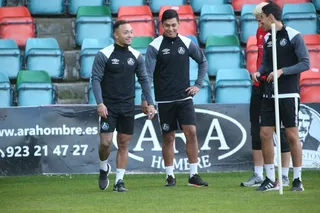 Juancho, en el entrenamiento de este lunes con el Salamanca CF UDS / FOTO SALAMANCA24HORAS.COM