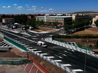 Obras en la avenida Saavedra y Fajardo, vista a ras de suelo