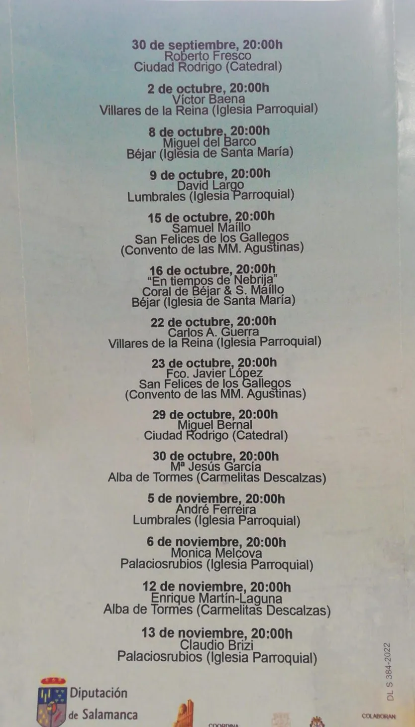 Programa de actuaciones del Ciclo Los Sonidos Centenarios