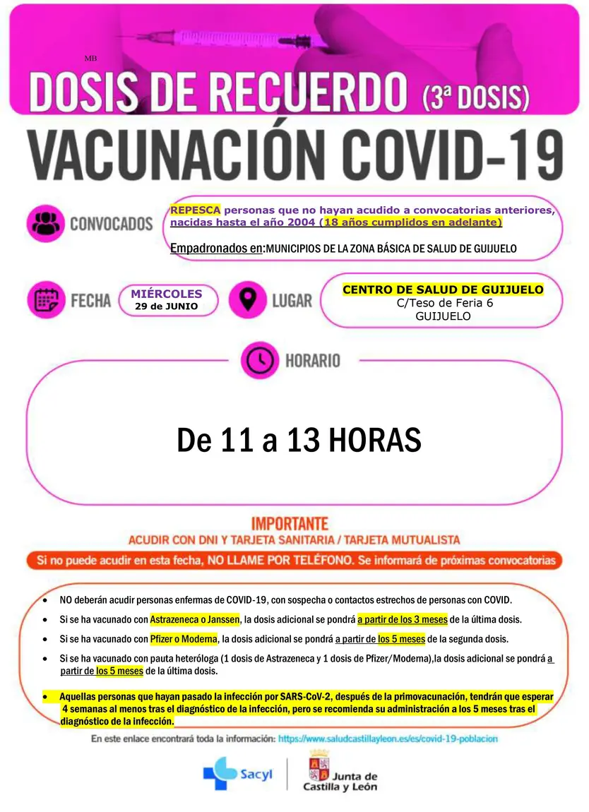 Guijuelo terceras dosis adultos
