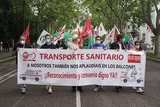 Manifestación de los trabajadores del sector de las ambulancias de Castilla y León