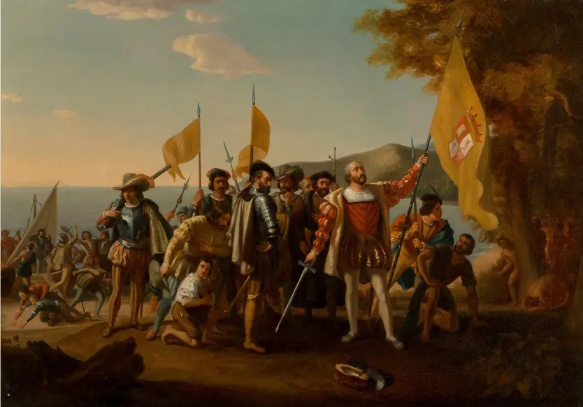 The Landing of Columbus (El desembarco de Colón) - John Vanderlyn / Cuadro expuesto en el Capitolio