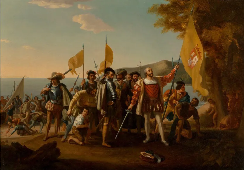 The Landing of Columbus (El desembarco de Colón) - John Vanderlyn / Cuadro expuesto en el Capitolio