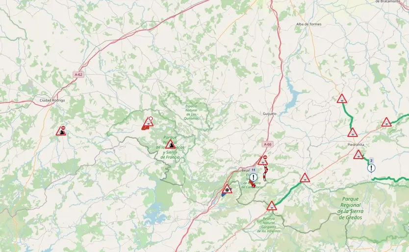 Estado de las carreteras en la provincia de Salamanca este martes 23 de diciembre